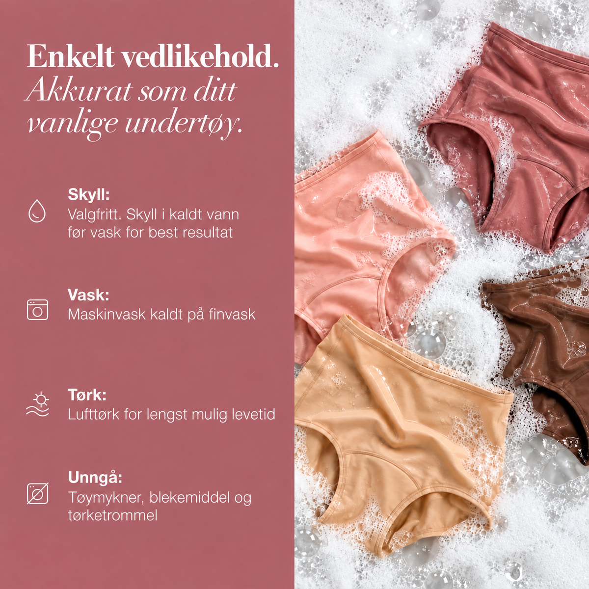 Vask LUMIVE-trusen kaldt, lufttørk og bruk den igjen